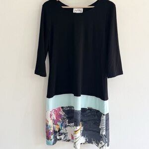 Joseph Ribkoff Abstract Print Dress with Yellow and Blue